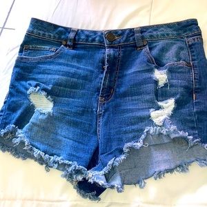 woman jean shorts